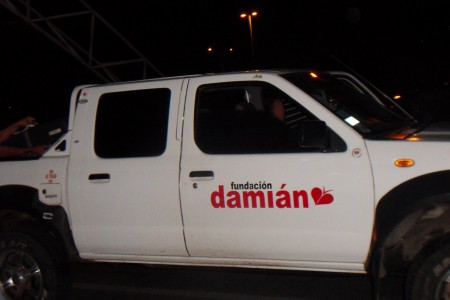 Damiaan- jeeps kwamen ons ophalen (zon 25 aug).